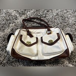 Coach Cream and Brown Shoulder Bag